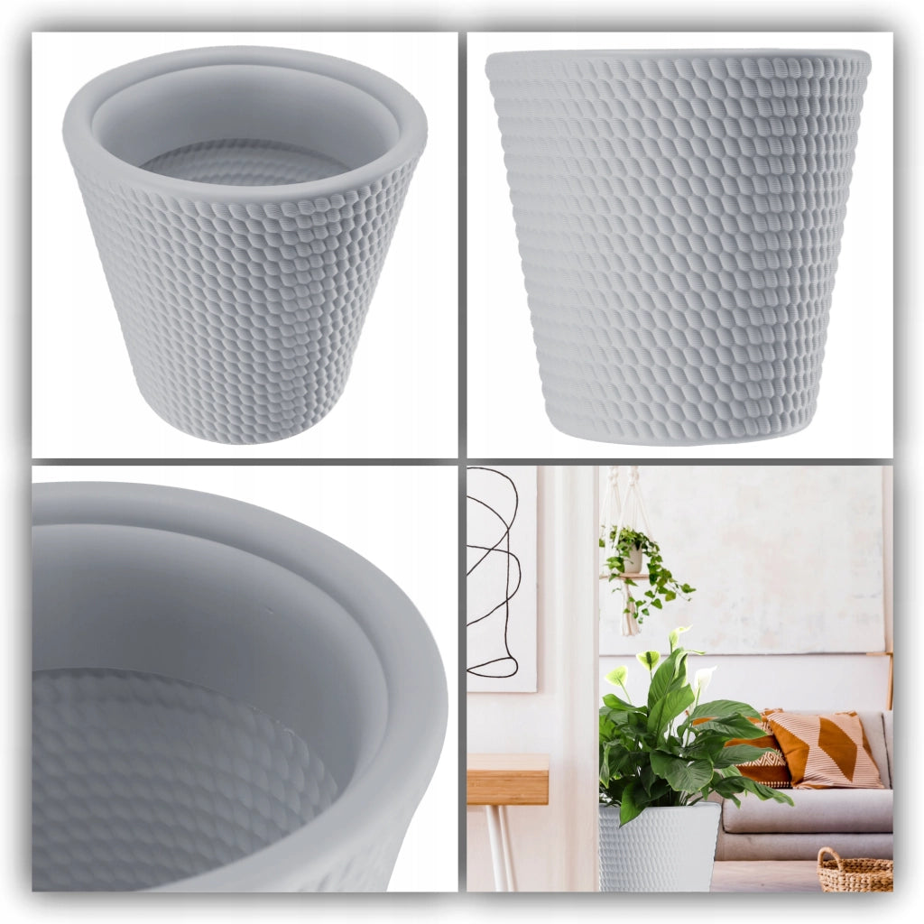 Vaso da fiori KADAX in plastica, rotondo, 35 cm, grigio