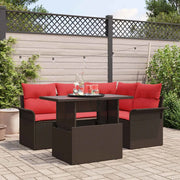 Set Divano da Giardino 5 pcs Marrone Rattan in Polipropilene 3357017