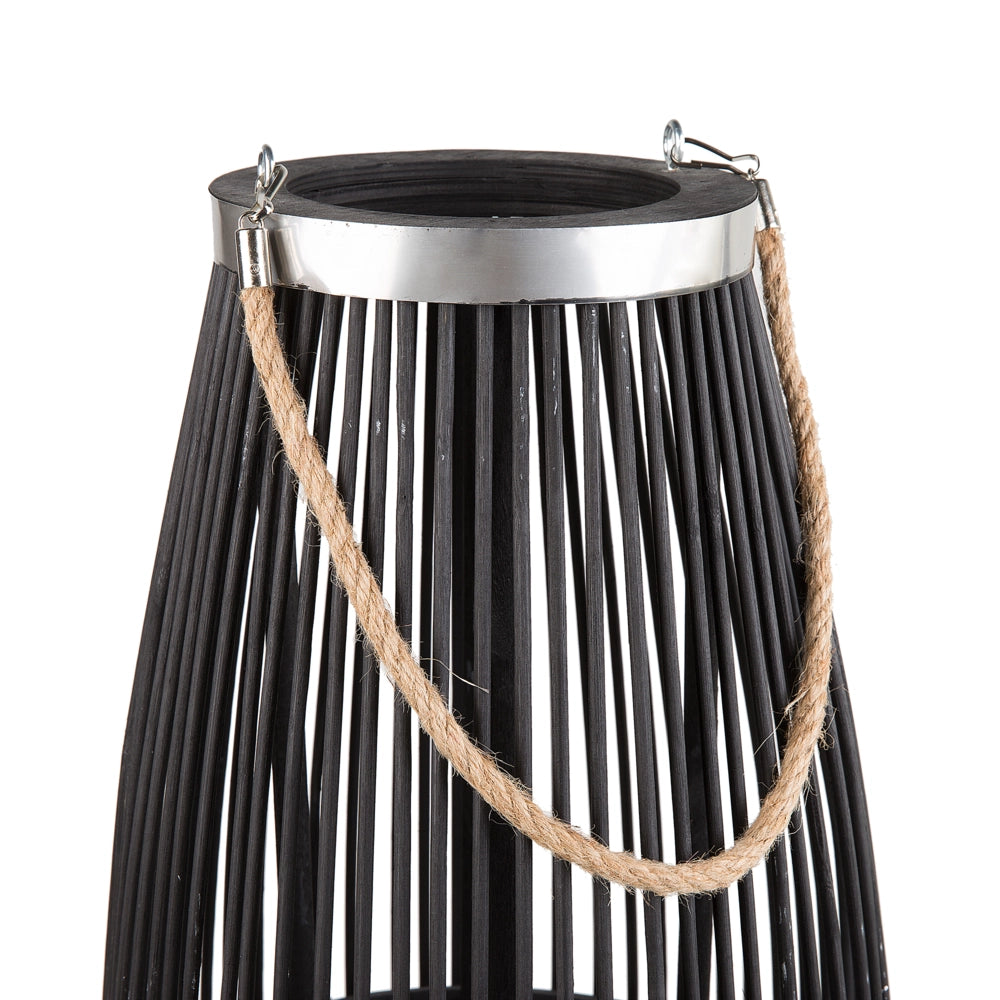 Lanterna in bambù naturale intrecciato nera 72 cm accessorio decorativo stile moderno