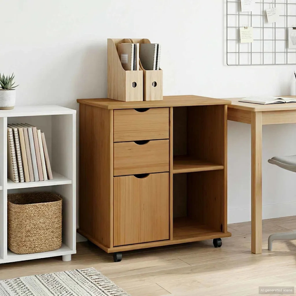 Mobile con Ruote con ruota Marrone miele 63,5 x 39 x 65,5 cm 42028380