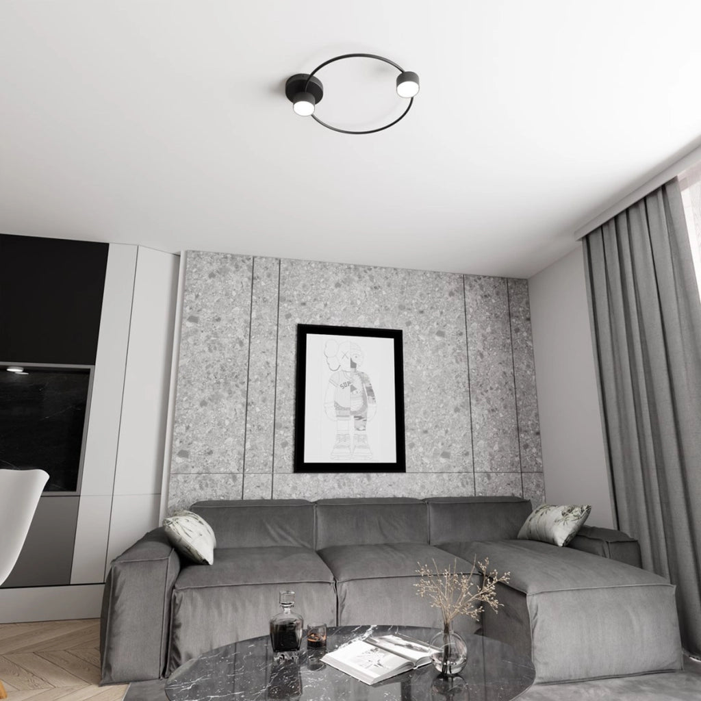 Lampada da soffitto LUCIO a due luci in acciaio nero opaco