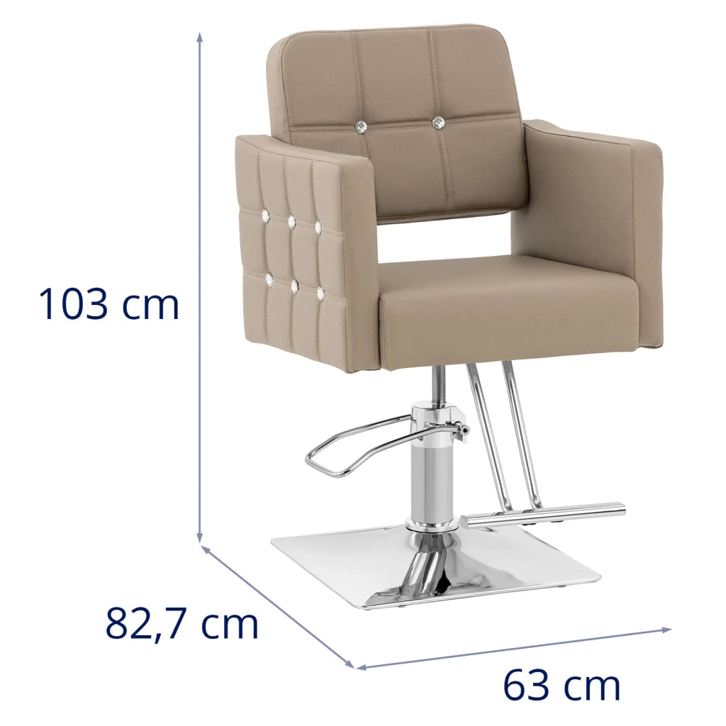 Poltrona professionale da parrucchiere con poggiapiedi altezza seduta 45-55 cm 150 kg acciaio inox PU beige 14_0008980