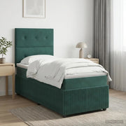 Letto Box Spring LED con Materasso Verde Scuro 100 x 200 cm 3456014