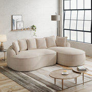 Divano Angolare Modulare Chaise Longue con Cuscini ¨C Xylo ¨C Chenille, Beige Chiaro
