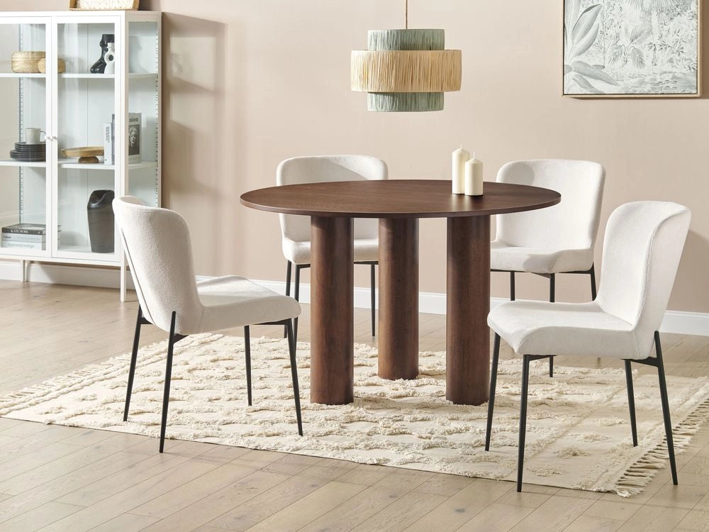 Tavolo da pranzo in legno di frassino scuro con piano in MDF e gambe in legno di gomma ⌀ 120 cm Stile rustico moderno