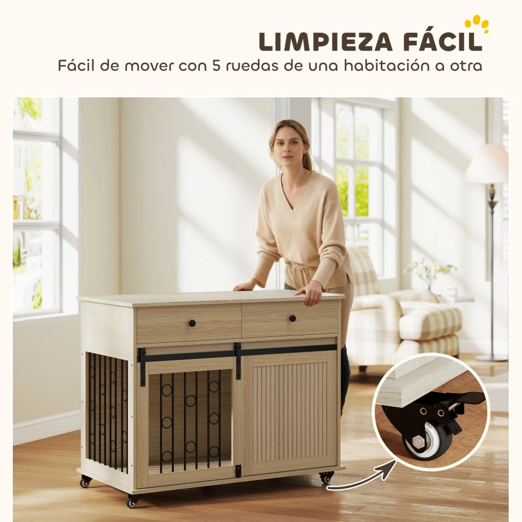 Tavolino con cassetti e ante ¨C zephmum ¨C Rovere 100x56x81 cm