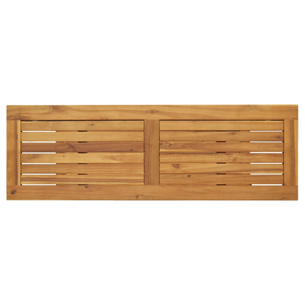Tavolo da esterno Naturale e Grigio 35x110x75 cm Legno e Acciaio Massello