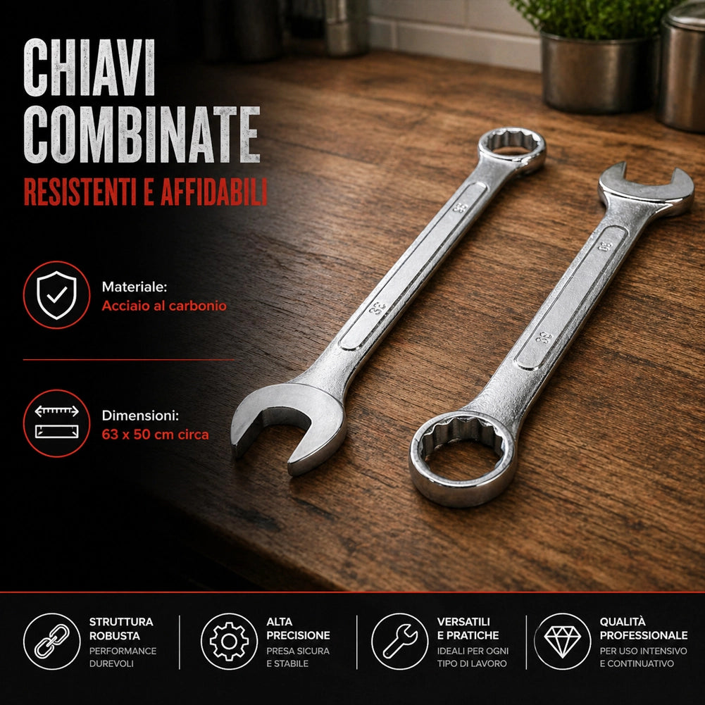 Set Chiavi Combinate 25pz Fisse e Stella 6-32mm in Acciaio Carbonio con Astuccio