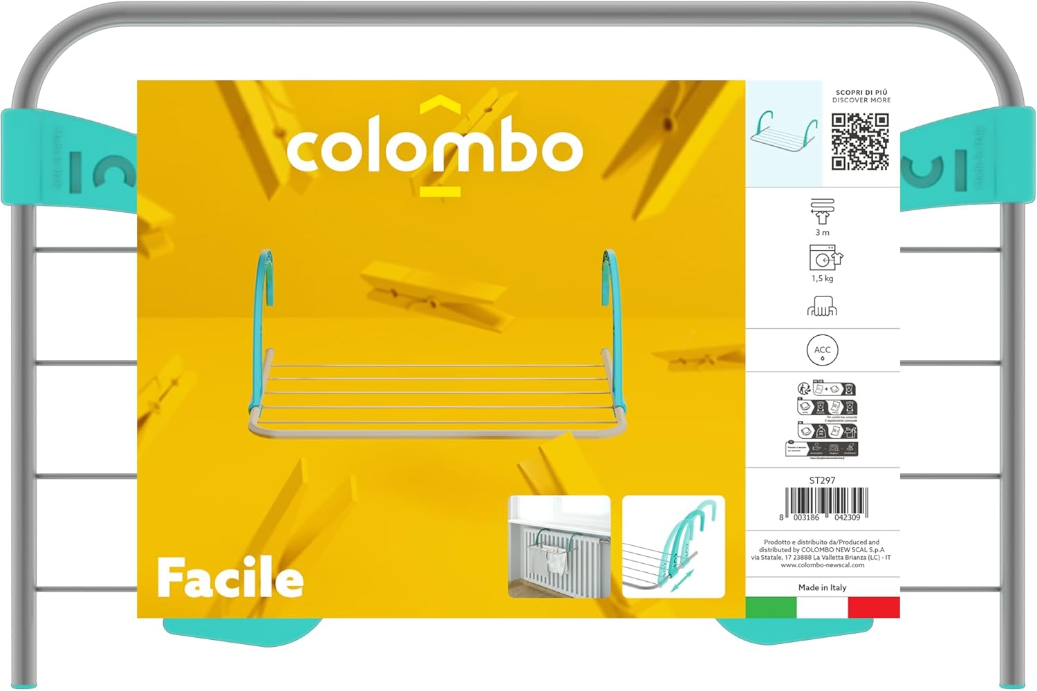 Stendino Stendibiancheria da appendere al balcone o termosifone mod.Facile 3 COLOMBO
