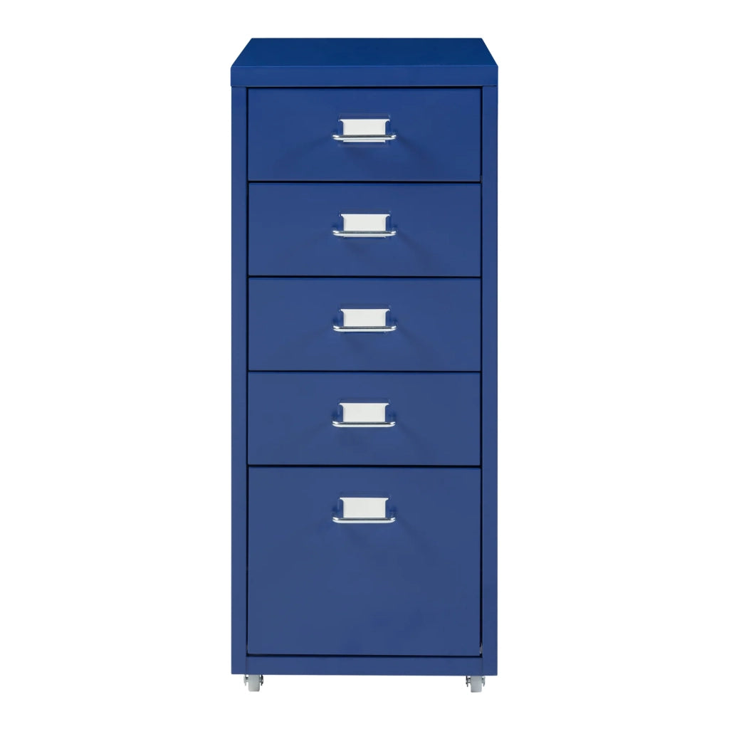 Mobiletto da ufficio mobile contenitore su ruote con 5 cassetti 69 x 28 x 41 cm blu 03_0009099
