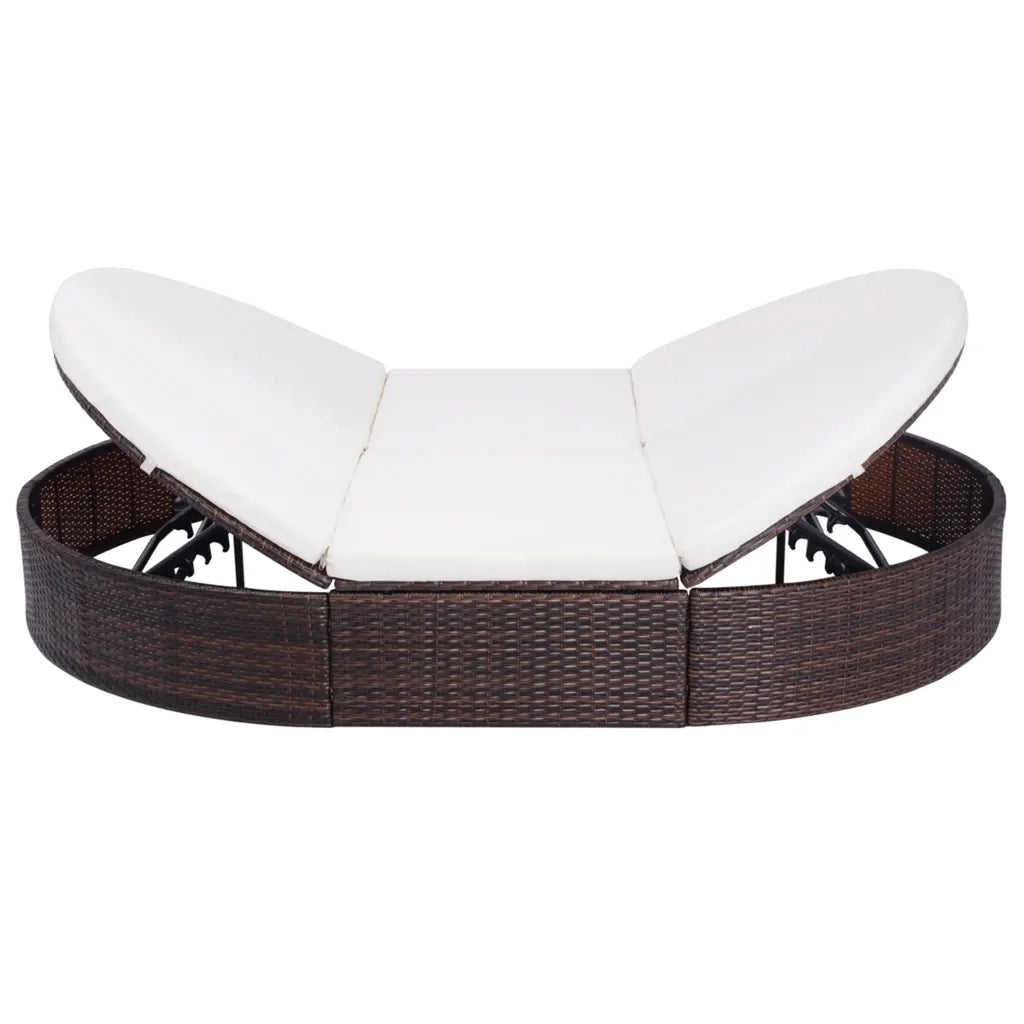 Lettino Prendisole con Cuscino in Polyrattan Marrone cod mxl 63139