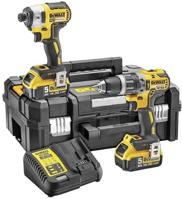 DEWALT DCK266P2T-GB XR - Kit di trapano combinato e avvitatore a percussione senza spazzole in scatola TSTAK, 1 W, 18 V, giallo/nero