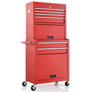 Carrello da officina con 6 cassetti 61,5 x 33 x 132 cm con ruote bloccabili pratico contenitore metallo rosso 20_0013573