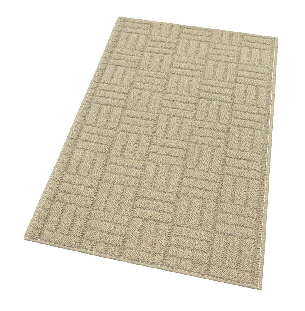 Tappeto Cucina Super Assorbente Tessitura 3D Tinta Unita Minimalista Moderno Beige - 50x115 Cm