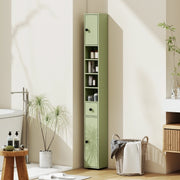 Mobile bagno stretto con cassetto e quattro ripiani, verde, ideale per ottimizzare spazi ridotti