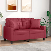 Divano a 2 Posti con Cuscini-Sofa 2 Posti con Cuscini Rosso Vino 120 cm in Similpelle 736770