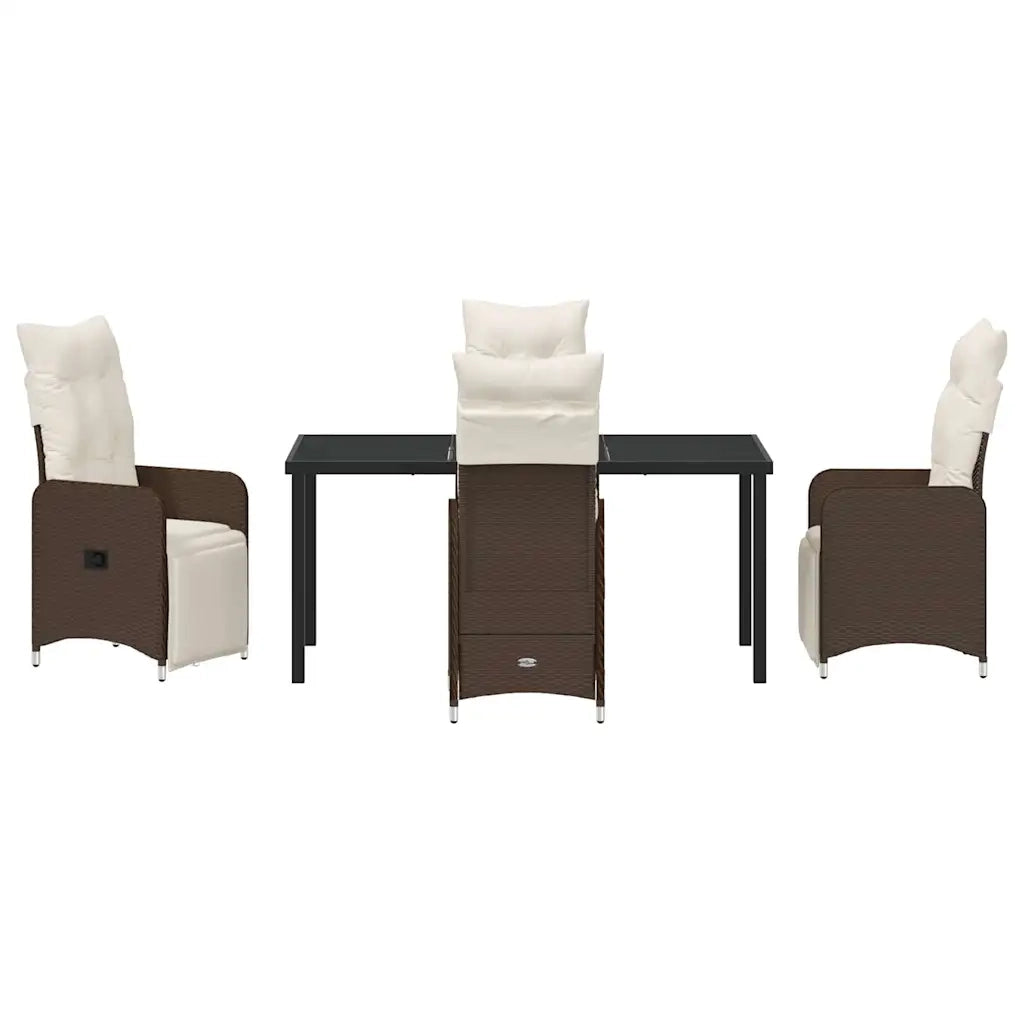 Set da Pranzo per Giardino con cuscino 5 pcs Marrone polyrattan 3379670
