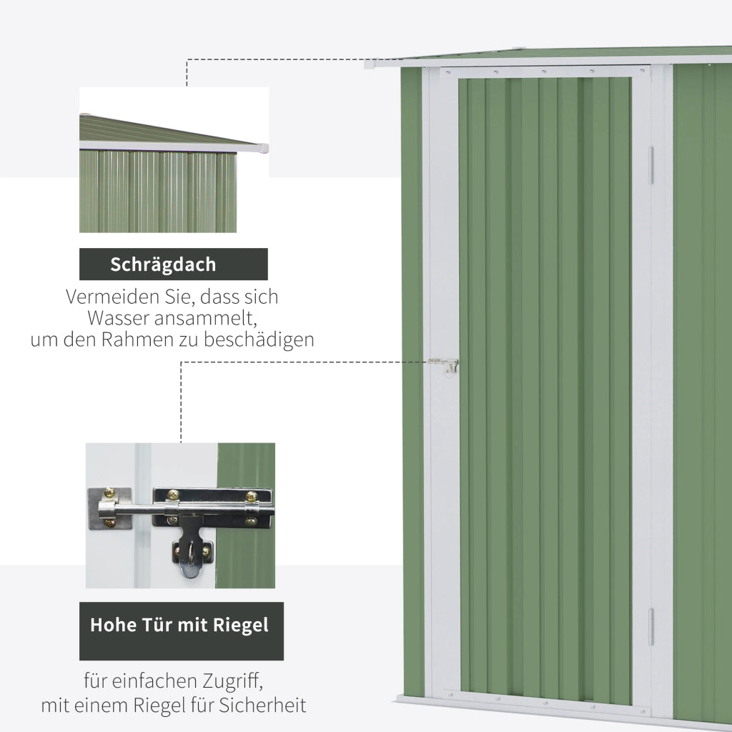 Capanno da giardino Capanno da giardino con porta Esterno acciaio verde 142 x 84 x 189 cm