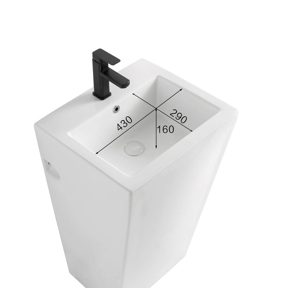 Lavabo freestanding rettangolare in ceramica bianco 53x46,5x86,5 – Modello LAV303