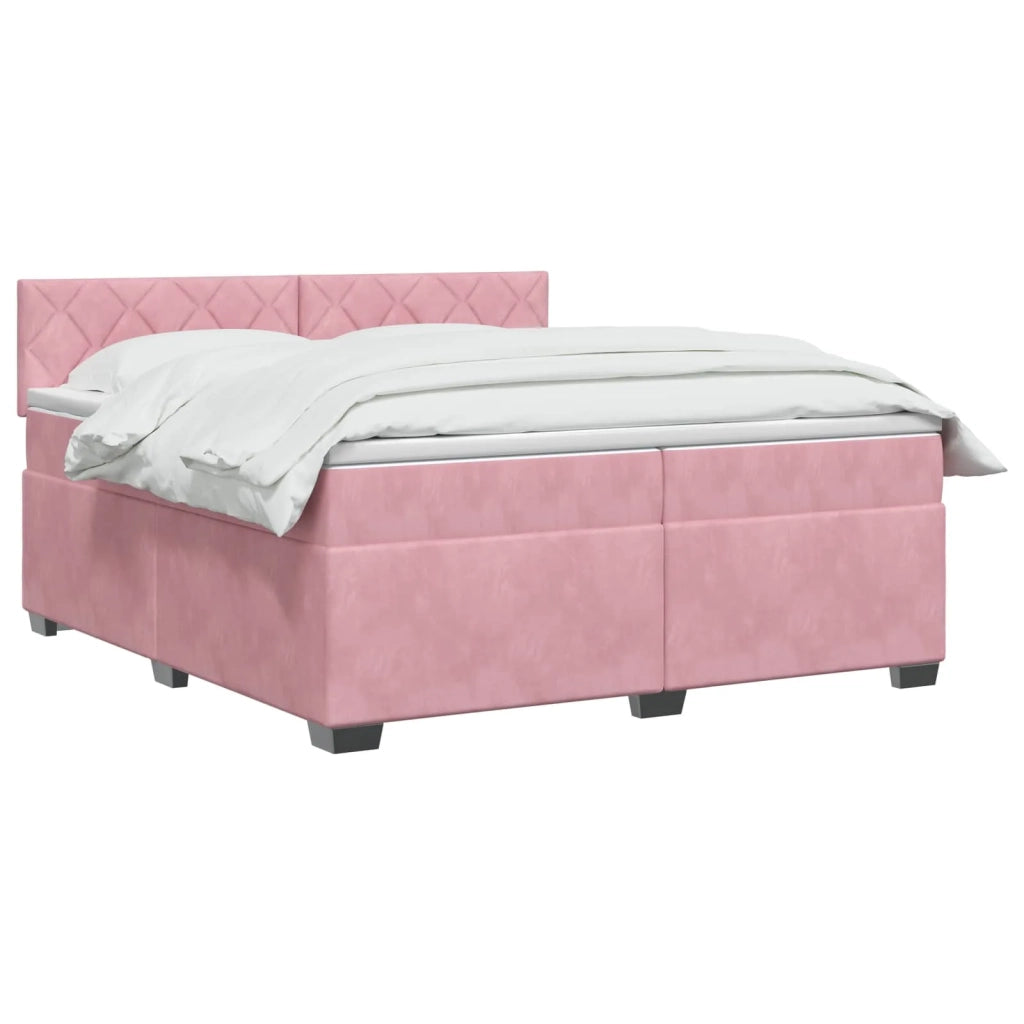 Letto box spring con materasso Rosa 200 x 200 cm Velluto 3450793