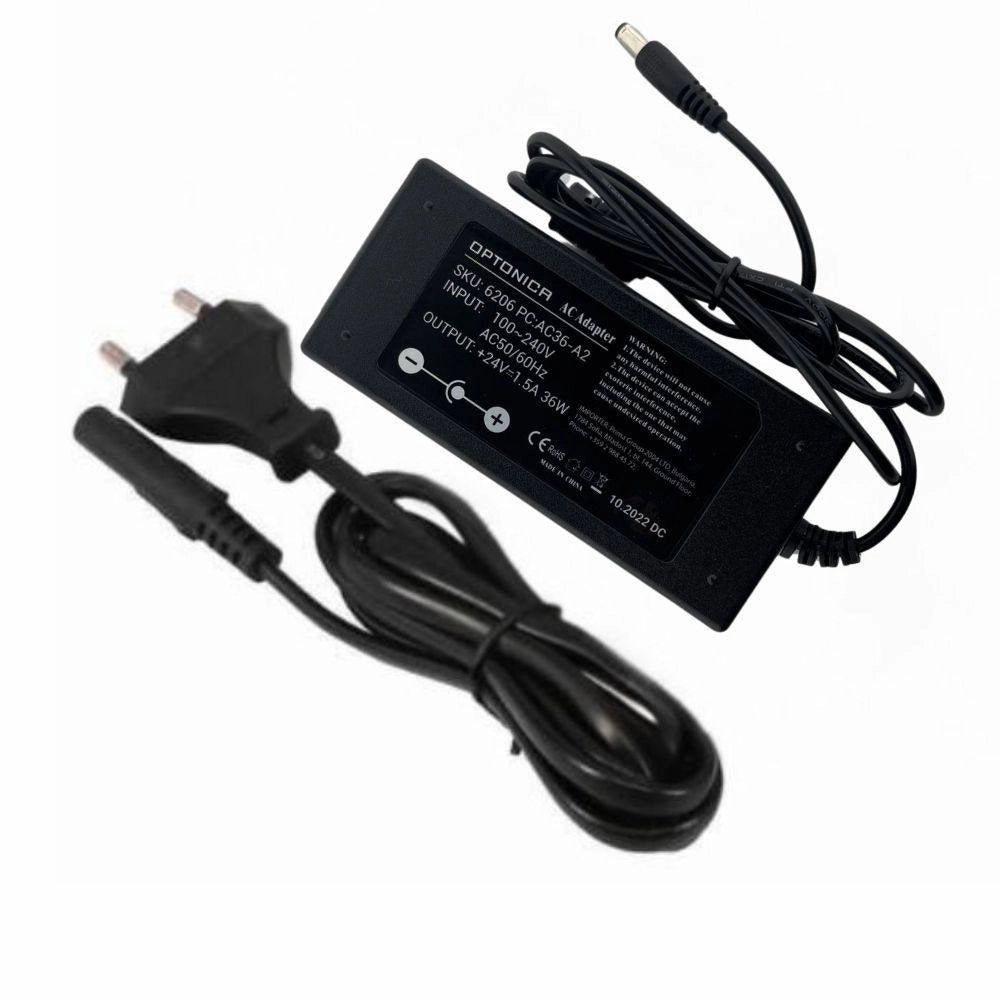 Optonica alimentatore led 24v per interni nero 3 anni di garanzia inclusa *** potenza 36w, confezione 1
