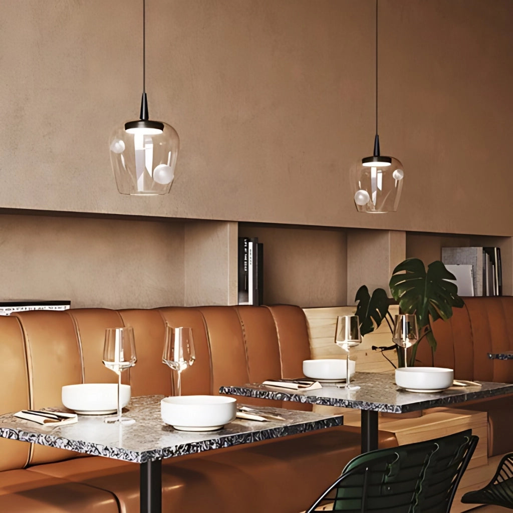 Zafferano Lampada a sospensione Bilia 230V LED 8W 2700K Vetro borosilicato soffiato Bianco Trasparente design elegante per interni moderni