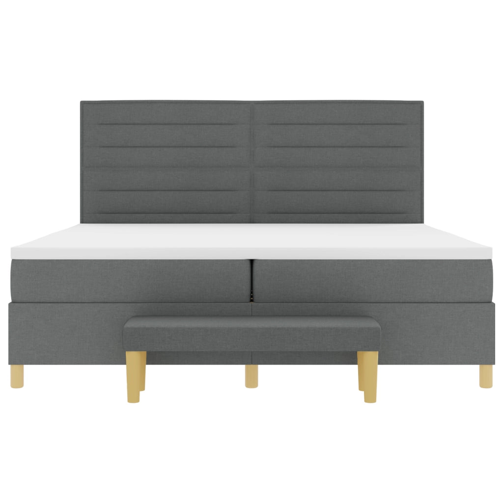 Letto con Reticolo e Materasso & Panca Grigio Scuro 200x200 cm Tessuto
