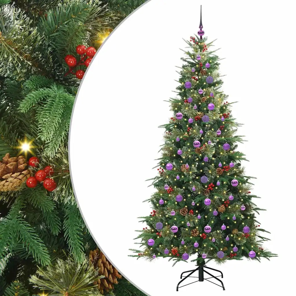 Albero di Natale Artificiale-Albero Natalizio con Rami Pieghevoli Verde 210 cm 237834