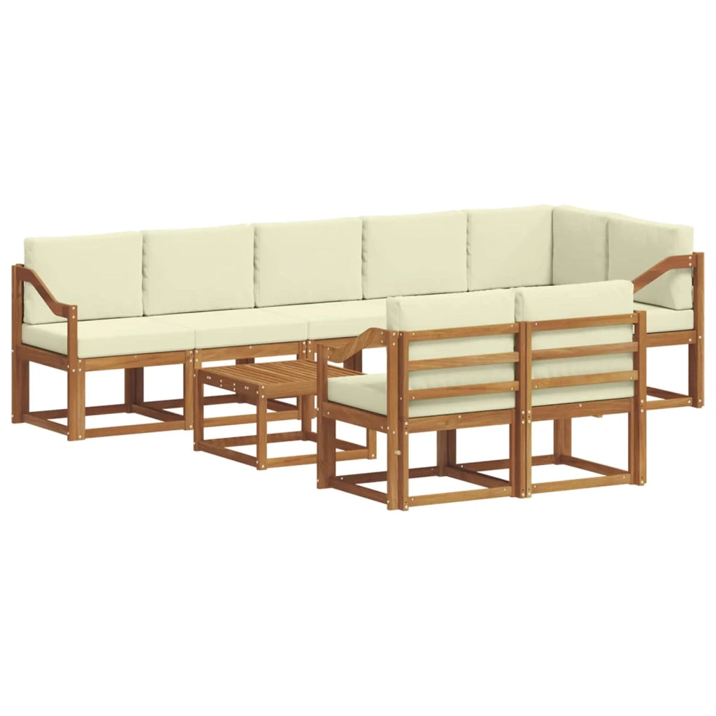 Set di divani da esterno con cuscino 9 pcs Naturale e Crema