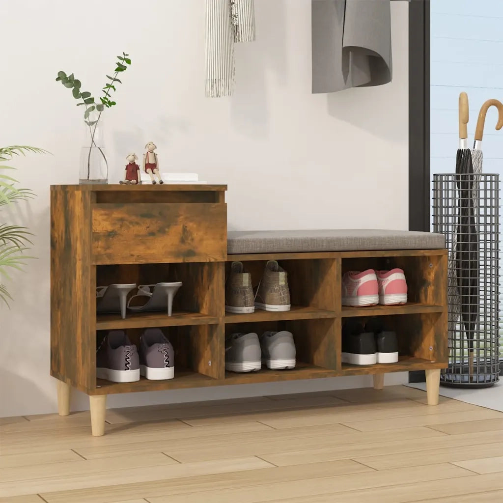 Scarpiera | Mobile per scarpe Rovere Fumo 102x36x60 cm in Legno Multistrato