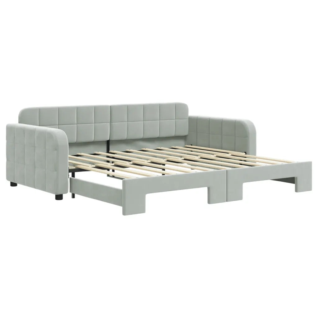 Divano Letto con Letto Estraibile Grigio Chiaro 90x190 Velluto