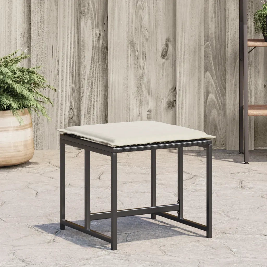 Sgabelli da Giardino con Cuscini 4 pz Neri in Polyrattan CFW6112038