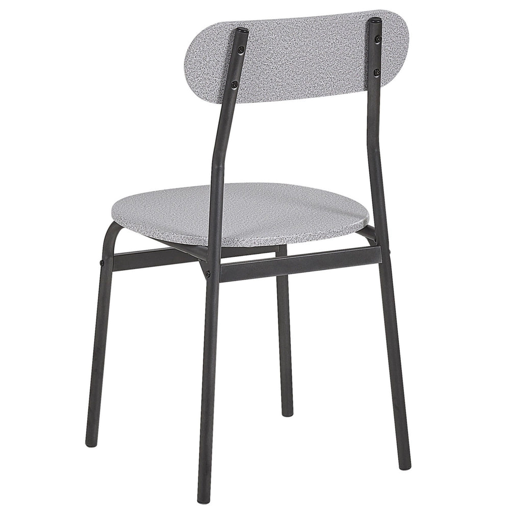 Set Pranzo Piano Grigio Gambe Acciaio Nero Tavolo Rettangolare 110 x 70 cm 4 Sedie Moderne
