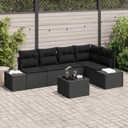 Set di divani da giardino 6 pezzi con cuscini beige in polyrattan