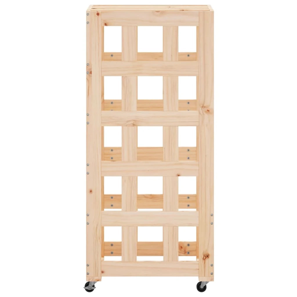 Portalegna con ruote 40 x 49 x 110 cm legno massello di pino marrone 02_0043799