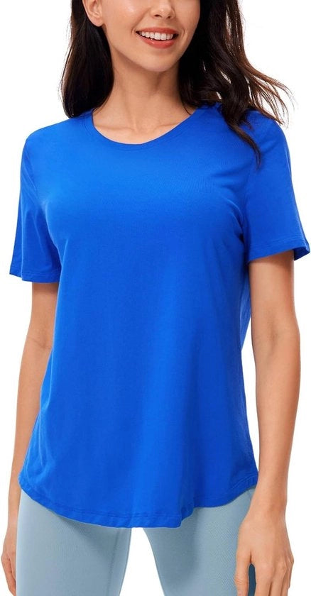 T-Shirt da Yoga per Donna con Maniche Corte in Cotone Pima Atletico Plus