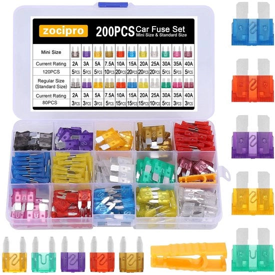 Set di scatole di sicurezza di ricambio - 200 pezzi - Scatole di sicurezza Mini Blade e standard - Adatto per auto, barca, camion, SUV