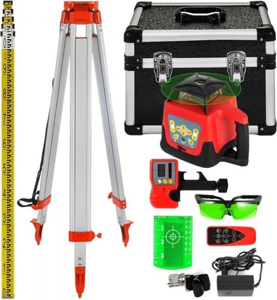 Livello laser rotante verde 1,65 m con stativo 5 m strumento di layout con scatola autoalimentante
