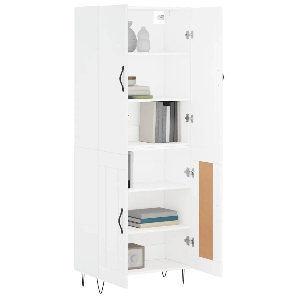 Credenza-Buffet-Armadio da cucina Bianca 69,5x34x180 cm in Legno Multistrato 729080