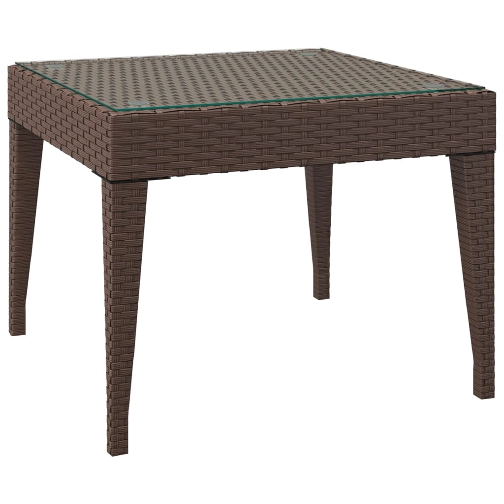 Tavolino Marrone 50x50x38 cm Polyrattan e Vetro Temperatocod mxl 78929