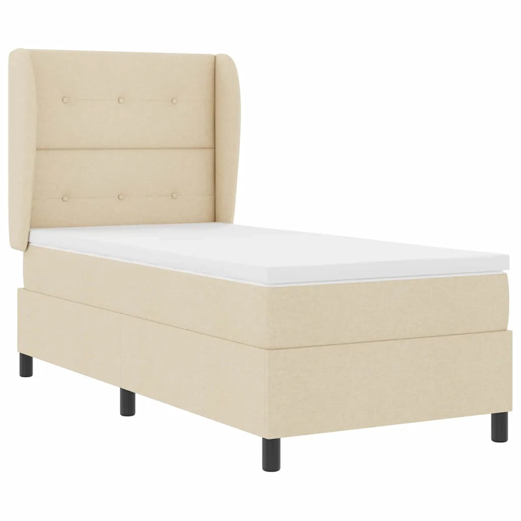 Letto a molle con materasso Crema 80 x 200 cm Tessuto 3340534