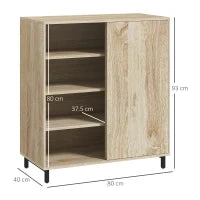 Scarpiera a 4 Livelli in Truciolato e Acciaio con Ripiani Regolabili, max 12 Paia, 80x40x93 cm, Color Legno