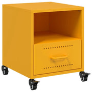 Comodino | Armadio da Notte | Mobiletto da notte Giallo Senape 36x39x43,5 cm in Acciaio