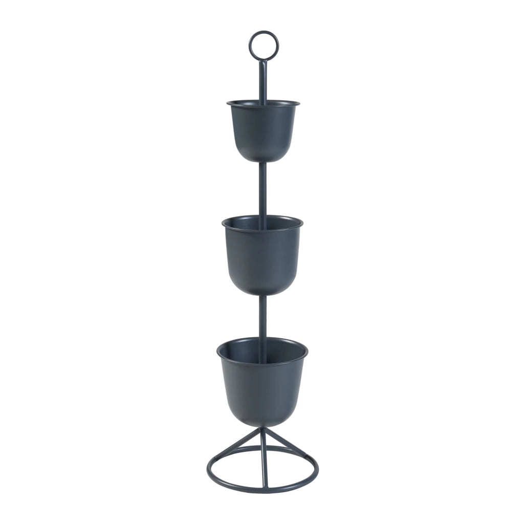 Supporto per piante da esterno 110 x 28 cm 3 vasi neri 03_0010318