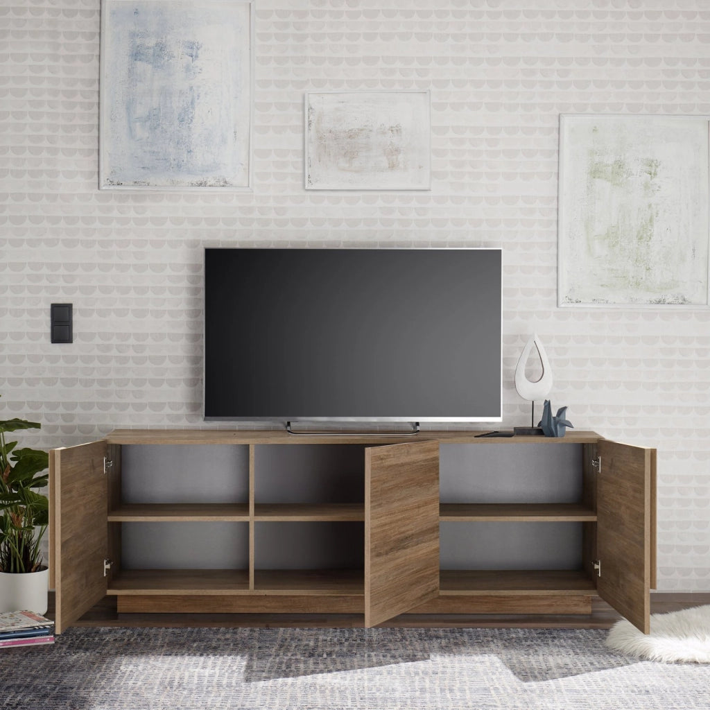 Vergonte, Mobile Porta tv 3 Ripiani, 182x44x63h cm Marrone Quercia