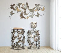 Tavolinetti Farfalle Coppia Cm 41,3X55-35X50,3