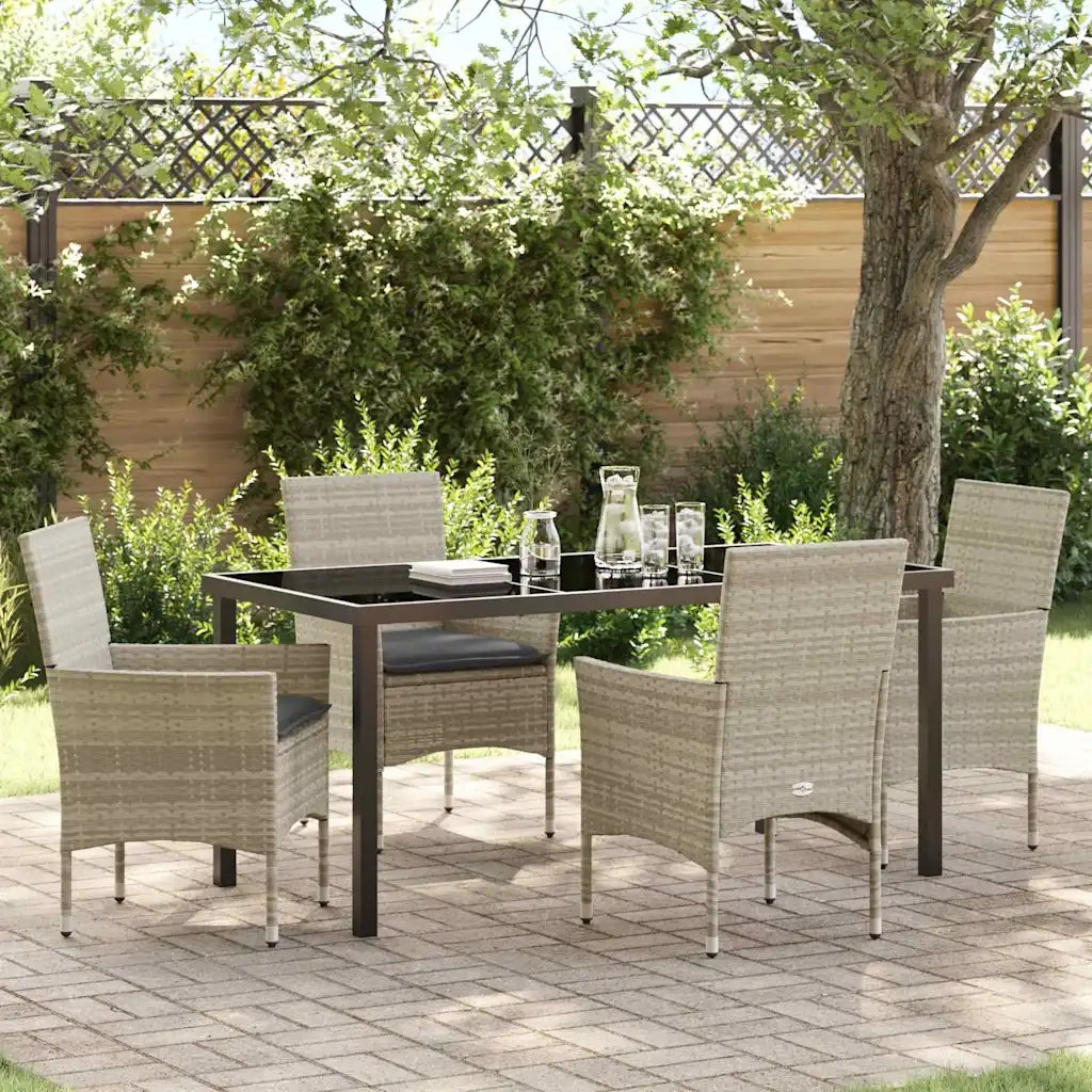 Set da Pranzo per Giardino 5 pcs Grigio chiaro polyrattan