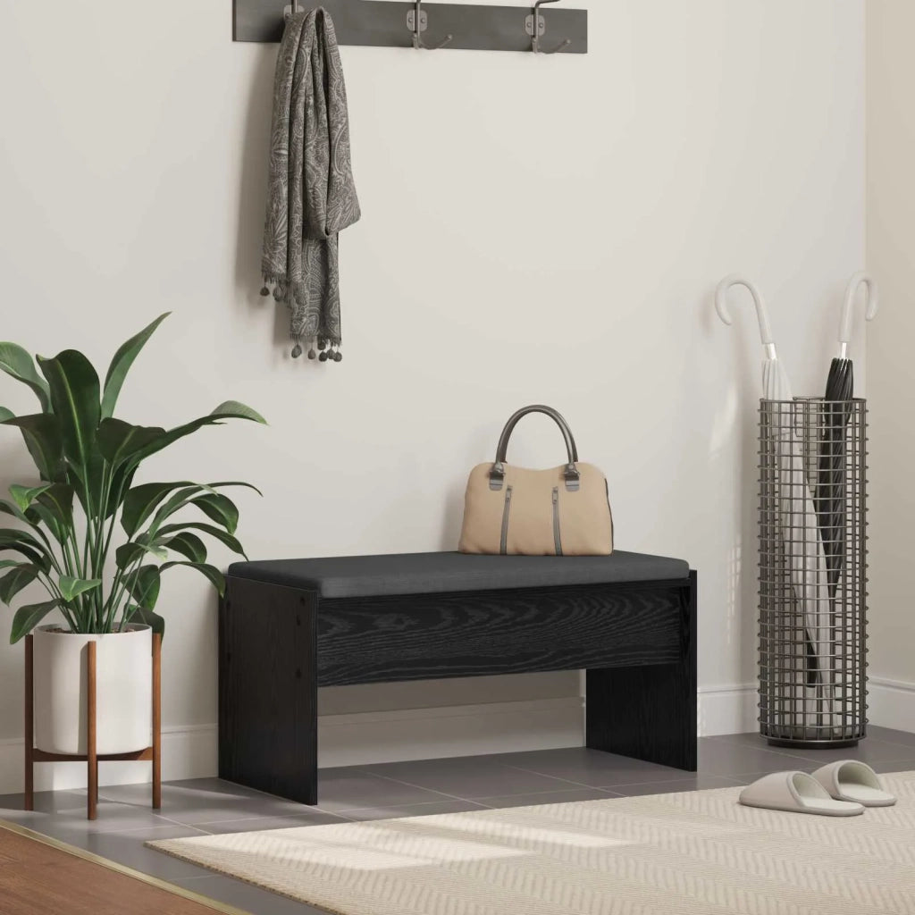 Panca per ingresso con cuscino-Sgabello-Panca da Corridoio Rovere Nero 83 x 38 x 40 cm