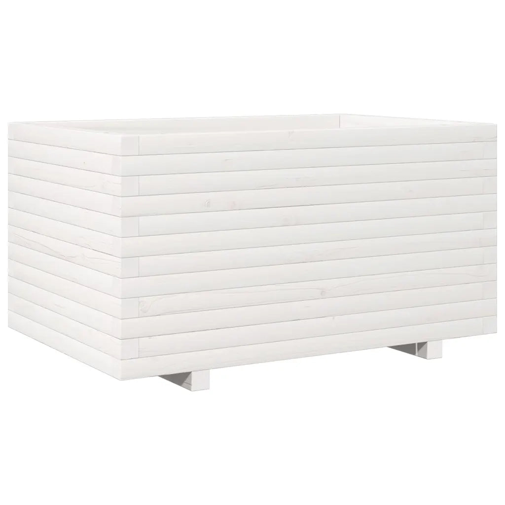 Fioriera da Giardino-Vaso da Esterno Bianca 90x60x49,5cm Legno Massello di Pino 861708