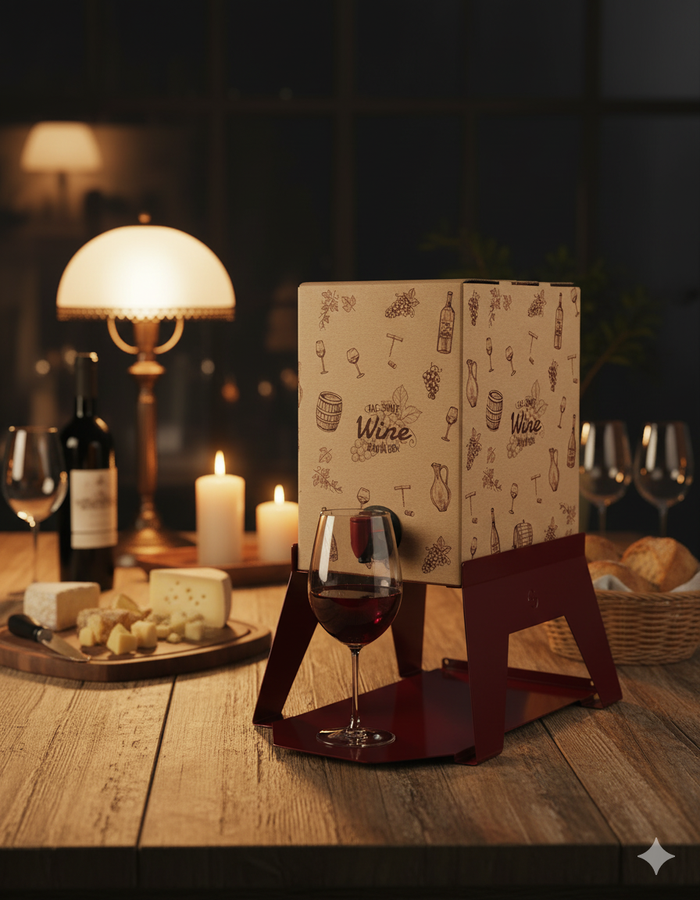 Supporto per Contenitore Vino 15 cm Bag 5L con Vassoio in Ferro Alluminato Lisa Luxury Bacco Rosso